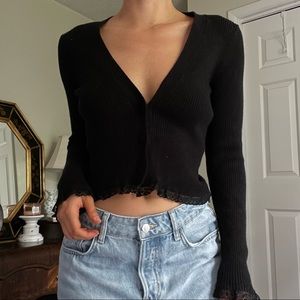 FOR LOVE AND LEMONS BLACK CARDIGAN